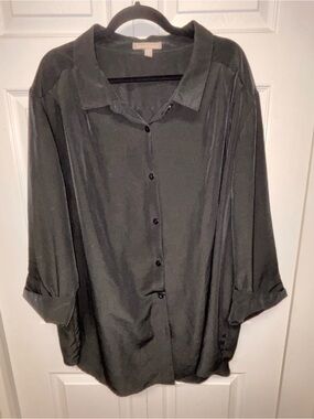 Woman Within Button-Front Black Blouse 3XL